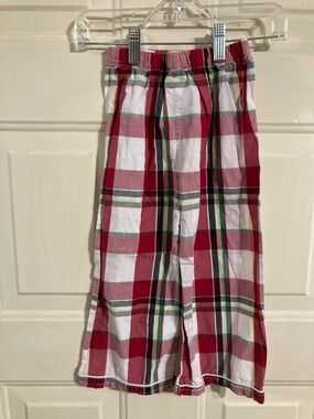 Kids Red Plaid Casual Lounge Pants - Elastic Waist